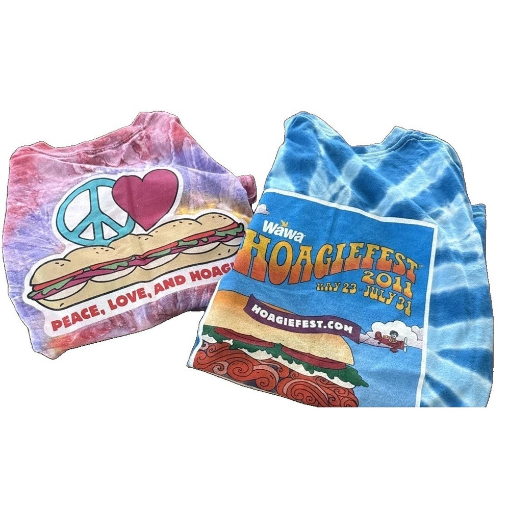 Wawa Hoagiefest 2011 2015 Tye Dye Men's T-Shirt L Lot 2 Sunburst Cotton